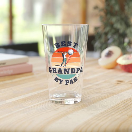 Retro Best Grandpa By Par Custom Fathers Day Glass