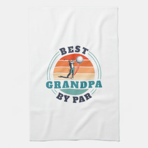 Retro Best Grandpa By Par Custom Fathers Day Kitchen Towel