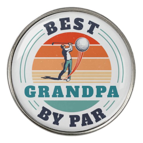 Retro Best Grandpa By Par Custom Fathers Day Logo Golf Ball Marker
