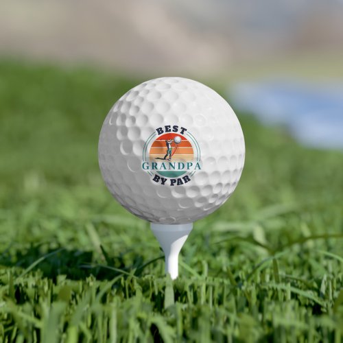 Retro Best Grandpa By Par Custom Fathers Day Logo Golf Balls