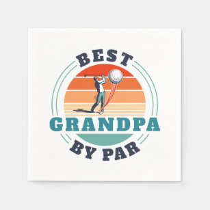 Retro Best Grandpa By Par Custom Fathers Day Napkins