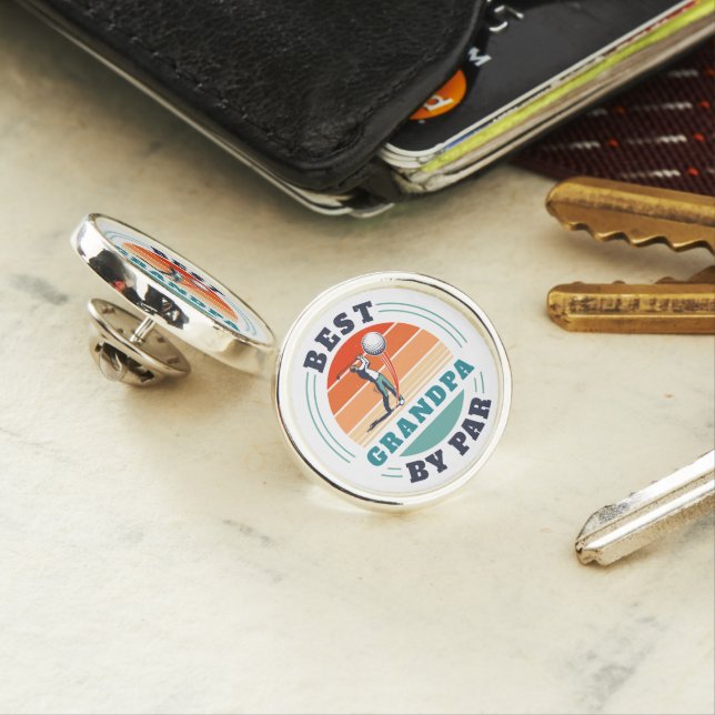 Retro Best Grandpa By Par Golf Lover Custom Lapel Pin (In Situ)