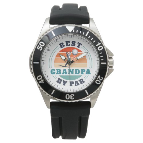 Retro Best Grandpa By Par Grandfather Birthday Watch