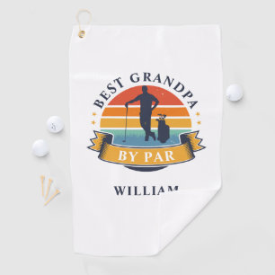 Retro Best Grandpa By Par Personalized Golfer Golf Towel