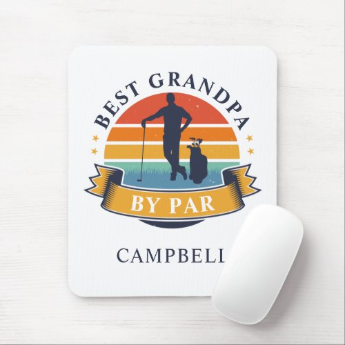 Retro Best Grandpa By Par Personalized Golfer Pop Mouse Pad
