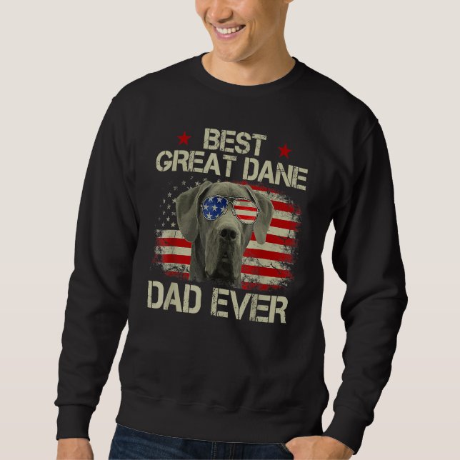 Retro Best Great Dane Dad Ever US Flag Dog Lover F Sweatshirt (Front)
