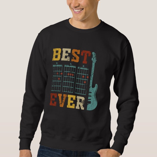 Retro Best Guitar Dad Ever Funny Chords Best Daddy Sweatshirt (Front)
