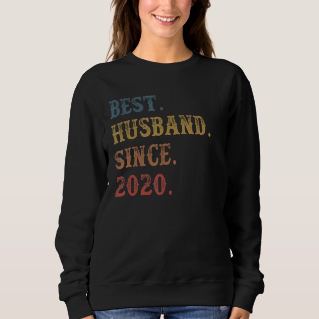 Retro Best Husband Since 2020  2nd Wedding Anivers Sweatshirt (Front)