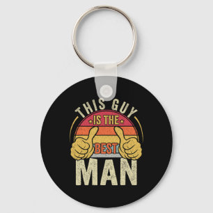 Retro Best Man Wedding Groomsmen Funny Bridal Bach Keychain