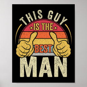 Retro Best Man Wedding Groomsmen Funny Bridal Bach Poster