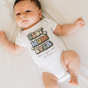 Retro Best Mom Ever 1st Mothers Day Baby Bodysuit