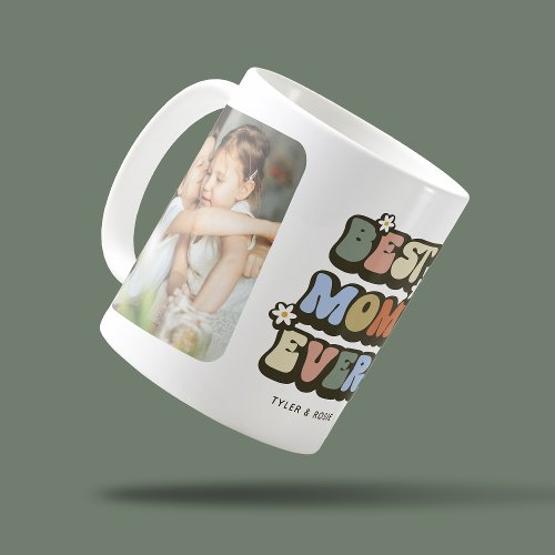Retro Best Mom Ever 2 Photo Coffee Mug