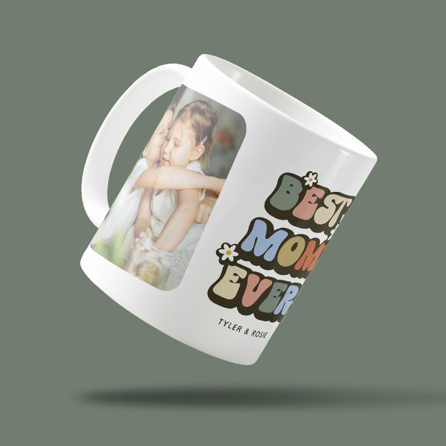 Retro Best Mom Ever 2 Photo Coffee Mug (Creator Uploaded)