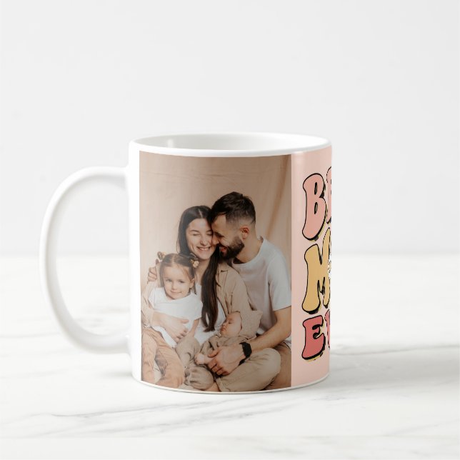 Retro Best Mom Ever Custom Photo Coffee Mug (Left)