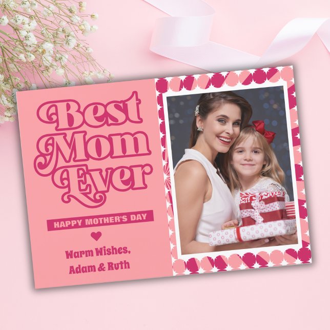 Retro Best Mom Ever Personalized Photo Mothers Day Card (Creator Uploaded)