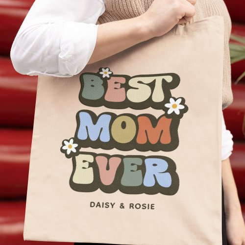 Retro Best Mom Ever Photo Tote Bag