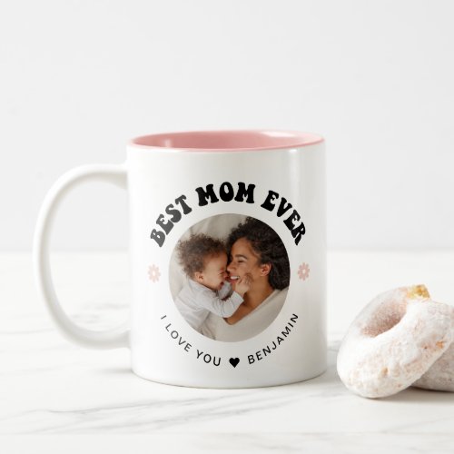 Retro Best Mom Ever  Photo Two_Tone Coffee Mug