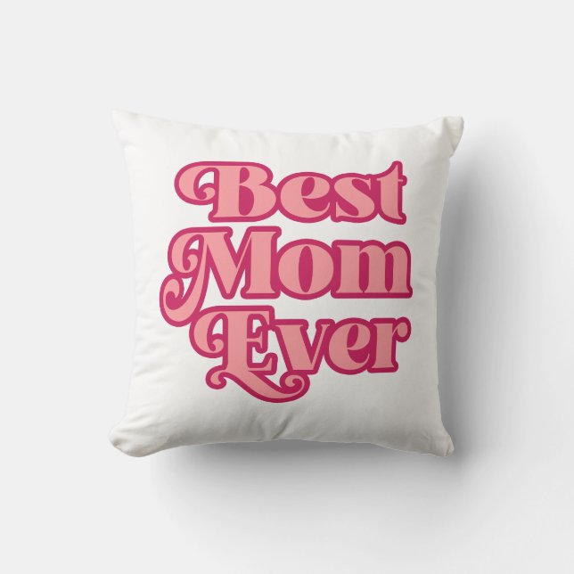 Retro Best Mom Ever Pink Groovy Mother's Day Gift Throw Pillow (Front)