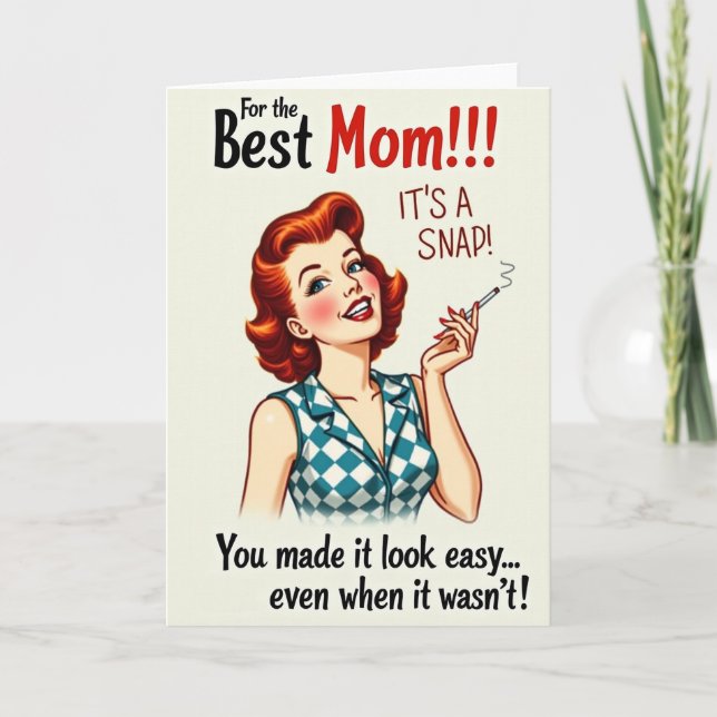 Retro Best Mom Illustration Card (Front)