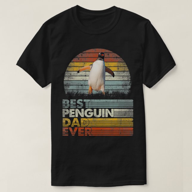 Retro Best Penguin Dad Ever  Animals Lover  T-Shirt (Design Front)