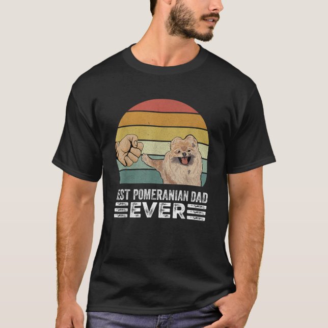 Retro Best Pomeranian Dad Ever Cute Dog Father Dad T-Shirt (Front)