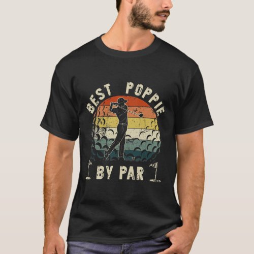 Retro Best Poppie By Par Fathers Day Distressed  T_Shirt
