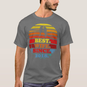 Retro Best Wife Since 2018 Sunset Wedding Annivers T-Shirt