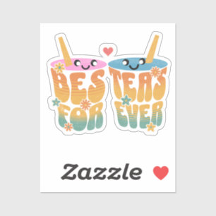 Retro Besteas Forever Bestie Tea Pun Cute Friends Sticker