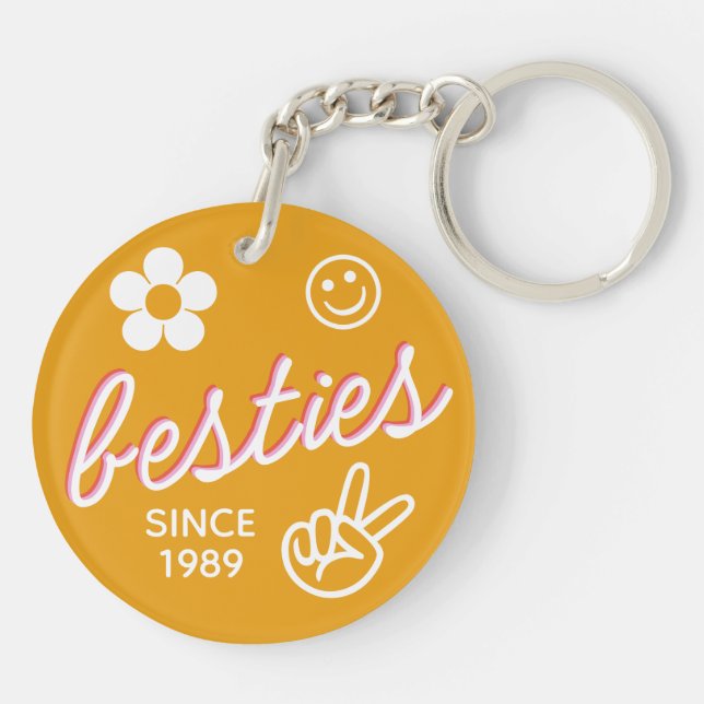 Retro Besties Photo Friendship Keychain (Back)