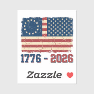 Retro Betsy Ross & 50-Star Flag 2026 Semiquincente Sticker