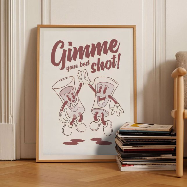 Retro Beverage Print Shot Print Vintage Wine Illus (Creator Uploaded)