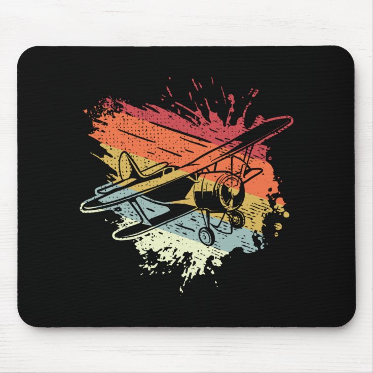 Retro Bi-Plane Airplane Aviation Pilot Mouse Pad | Zazzle
