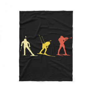 Retro Biathlon Cross Country Skiing Wintersport Bi Fleece Blanket