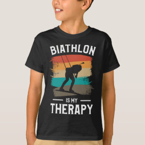 Retro Biathlon Is My Therapy Biathlete  T-Shirt