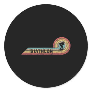 Retro Biathlon Vintage Player Film Strip  Classic Round Sticker