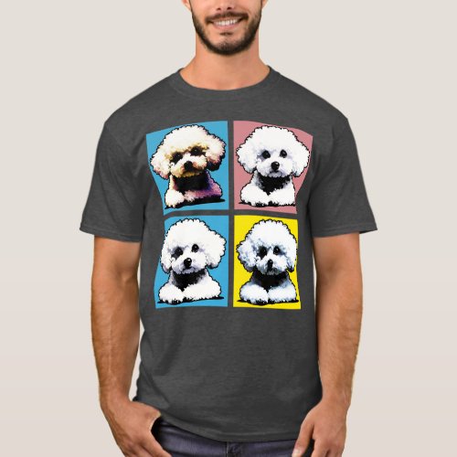 Retro Bichon Fris Art Painting Cute Puppy T_Shirt