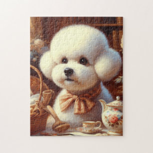 Retro Bichon Frisé Painting Jigsaw Puzzle