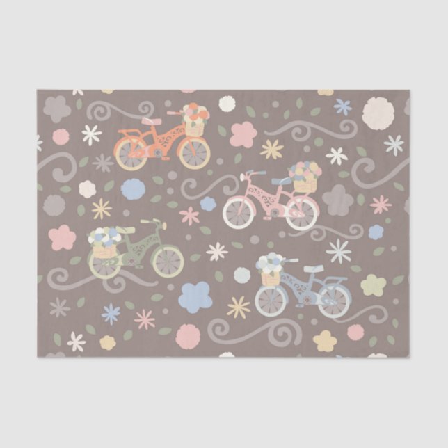 Retro Bicycle and Flowers Tissue Paper (Front)