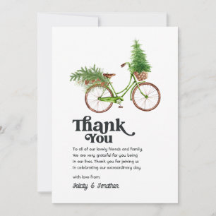 Retro Bicycle Christmas Tree Holiday Wedding Thank You Card