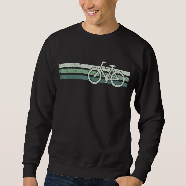 Retro Bicycle City Bike Cyclist Cycling Stripe Sweatshirt (Front)