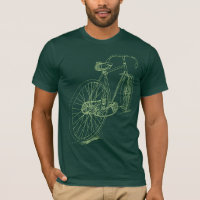 Retro Bicycle drawing design in green