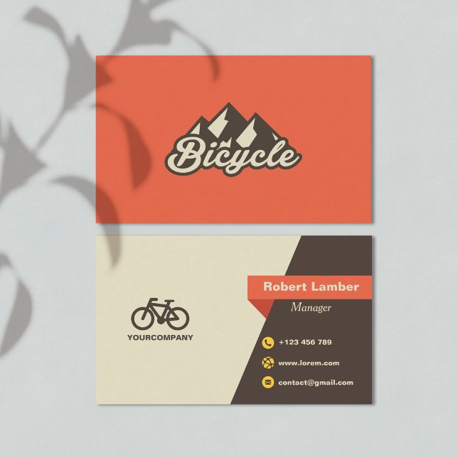 Retro Bicycle Logo Orange Modern  Business Card (Creator Uploaded)