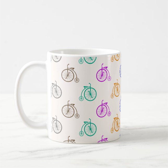 Retro Bicycle Pattern Coffee Mug (Left)