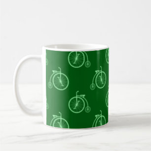 Retro Bicycle Pattern in Green Tones Coffee Mug