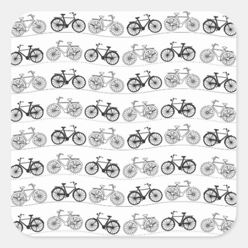 Retro Bicycle Pattern Square Sticker