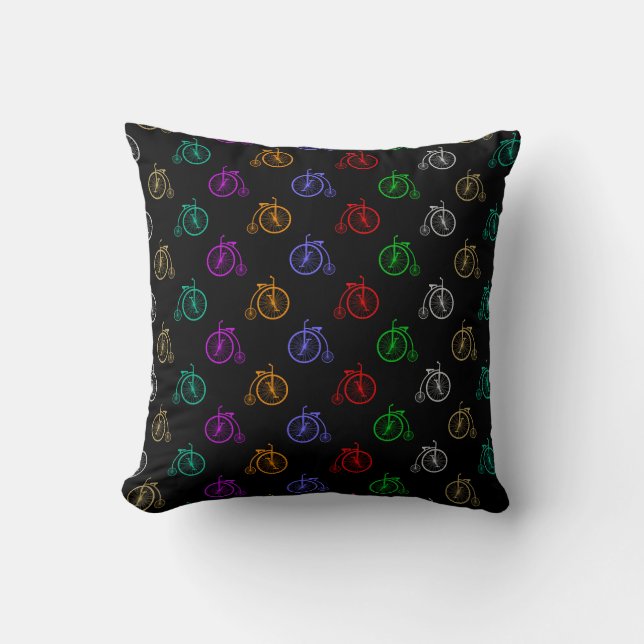 Retro Bicycle Pattern Throw Pillow (Front)