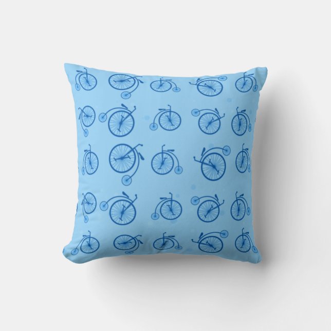 Retro Bicycle Pattern Throw Pillow (Front)