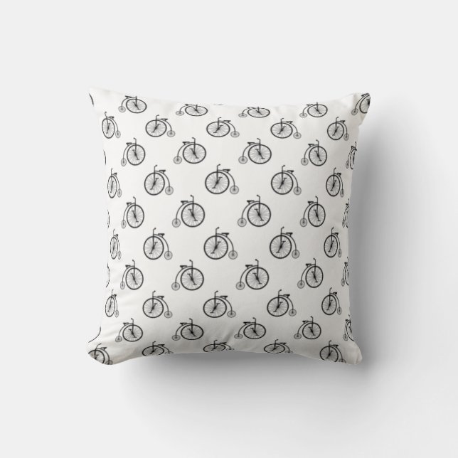Retro Bicycle - Pattern Throw Pillow (Front)