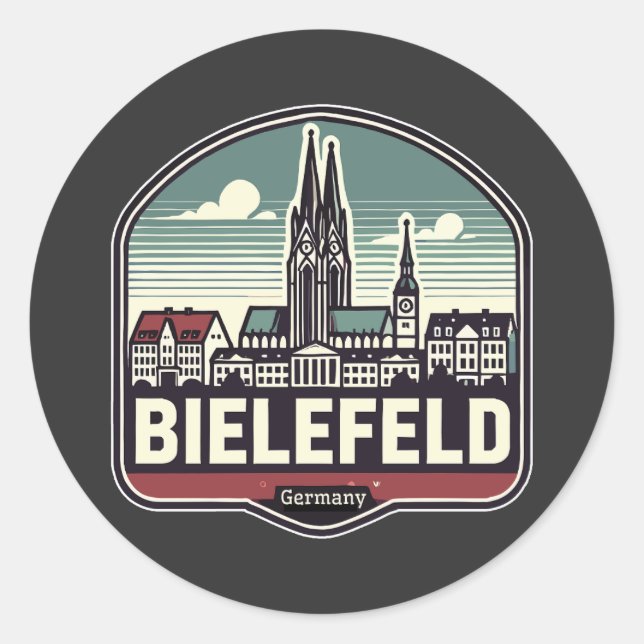 Retro Bielefeld Skyline  Classic Round Sticker (Front)