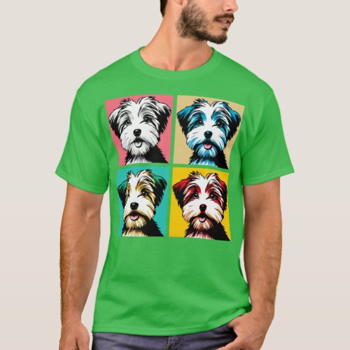 Retro Biewer Terrier Art Cute Puppy T_Shirt